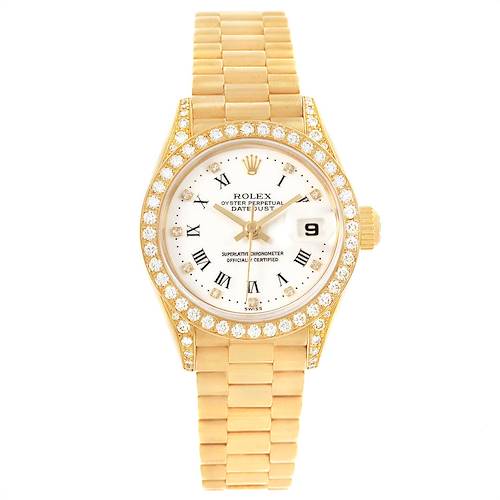 Photo of Rolex President Crown Collection Yellow Gold Diamond Ladies Watch 69158 Box Papers