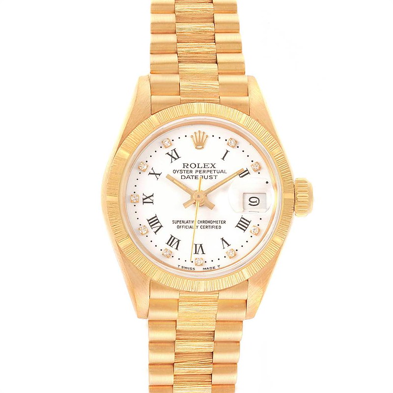 Rolex President Datejust 26 Diamond Yellow Gold Ladies Watch 69278 SwissWatchExpo