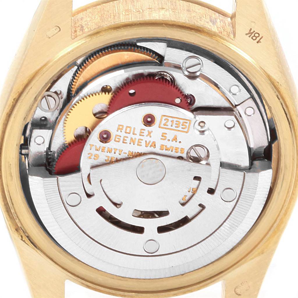 This image shows the back view of the movement mechanism inside a Rolex President 69278 Women
s Yellow Gold Champagne Dial 69278 Women
s Yellow Gold Champagne Dial model watch.