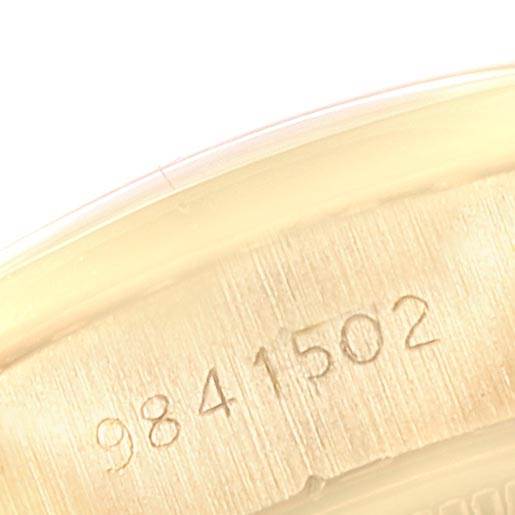 This image shows the serial number engraved on the inner side of the case of a Rolex President 69178 Women
s Yellow Gold Champagne Dial 69178 Women
s Yellow Gold Champagne Dial model watch.
