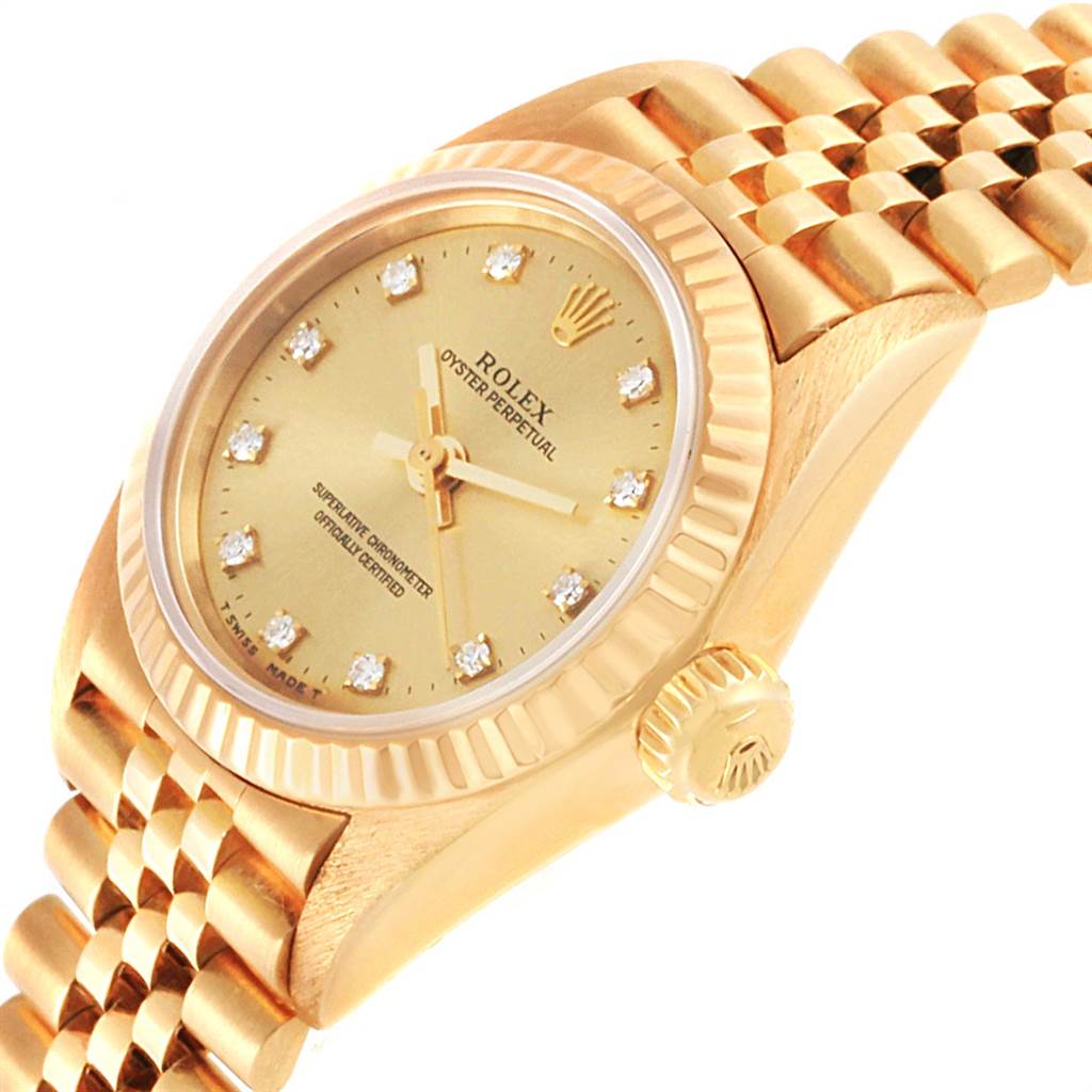 Rolex President No-Date Yellow Gold Diamond Ladies Watch 67198 ...