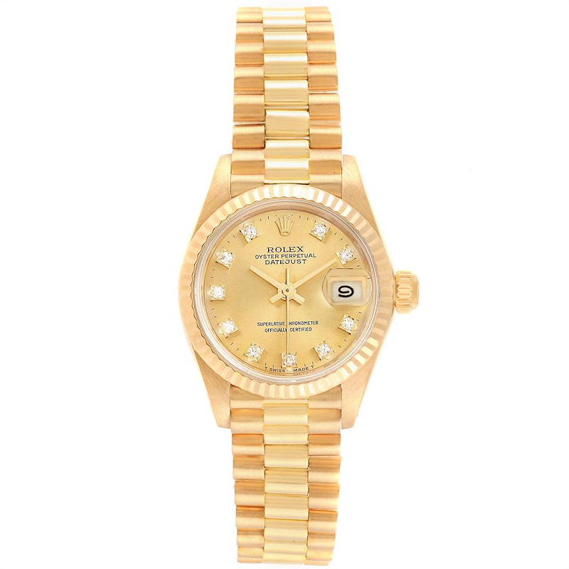 Rolex President Datejust 18K Yellow Gold Diamond Ladies Watch 6917 SwissWatchExpo