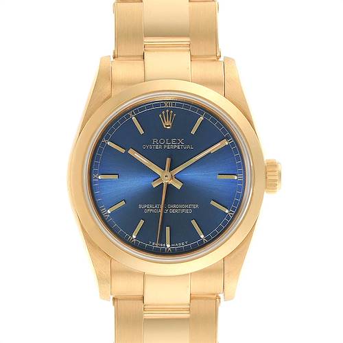 Photo of Rolex Midsize President 31 Yellow Gold Blue Dial Ladies Watch 67488