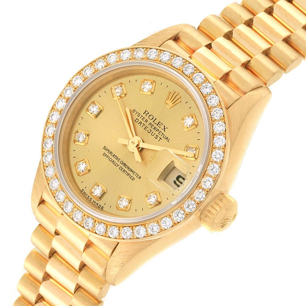 Rolex President Datejust 26mm Yellow Gold Diamond Ladies Watch 69138 ...