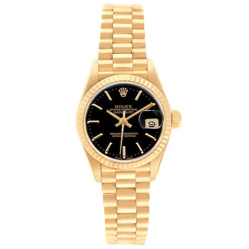 Photo of Rolex President Datejust 18K Yellow Gold Black Dial Ladies Watch 69178