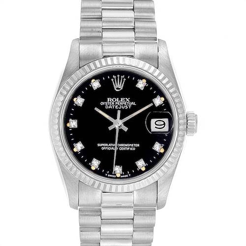Photo of Rolex President Datejust Midsize White Gold Diamond Ladies Watch 68279