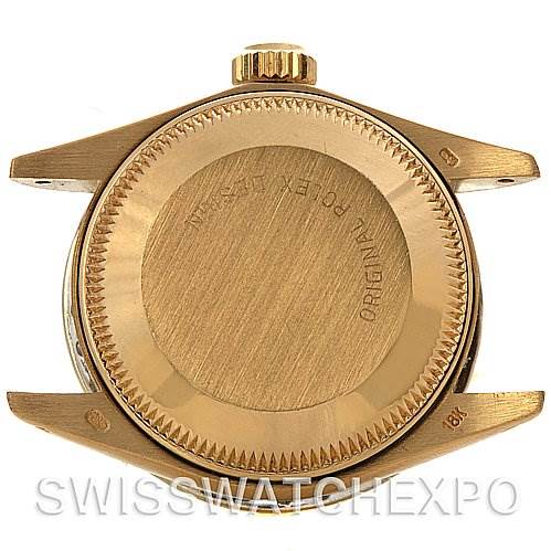 This image shows the back, lugs, and crown of the Rolex President 6917 Women's Yellow Gold  6917 Women's Yellow Gold  model watch.