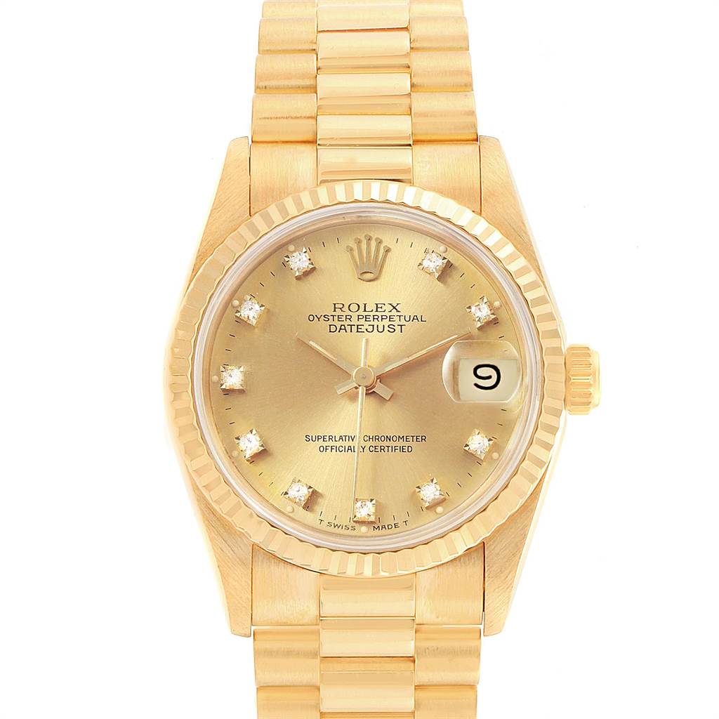 rolex president datejust 18kt gold watch