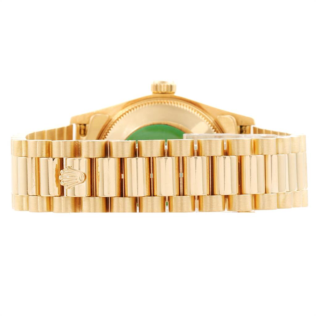 This image shows the back and band of a Rolex President 68278 Women's Yellow Gold Beige Dial 68278 Women's Yellow Gold Beige Dial watch in gold.