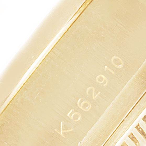 The image shows a close-up of the serial number engraved on the gold case of a Rolex President 179298 Women
s Yellow Gold Champagne Dial 179298 Women
s Yellow Gold Champagne Dial model watch.