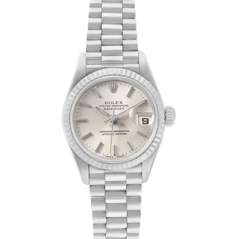 Rolex President Datejust 26 White Gold Silver Dial Ladies Watch 69179 SwissWatchExpo