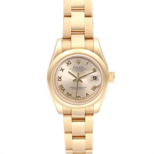 Photo of Rolex President Yellow Gold Roman Dial Ladies Watch 179168 Box Papers