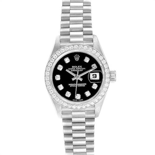 Photo of Rolex President Datejust White Gold Black Diamond Dial Ladies Watch 79179