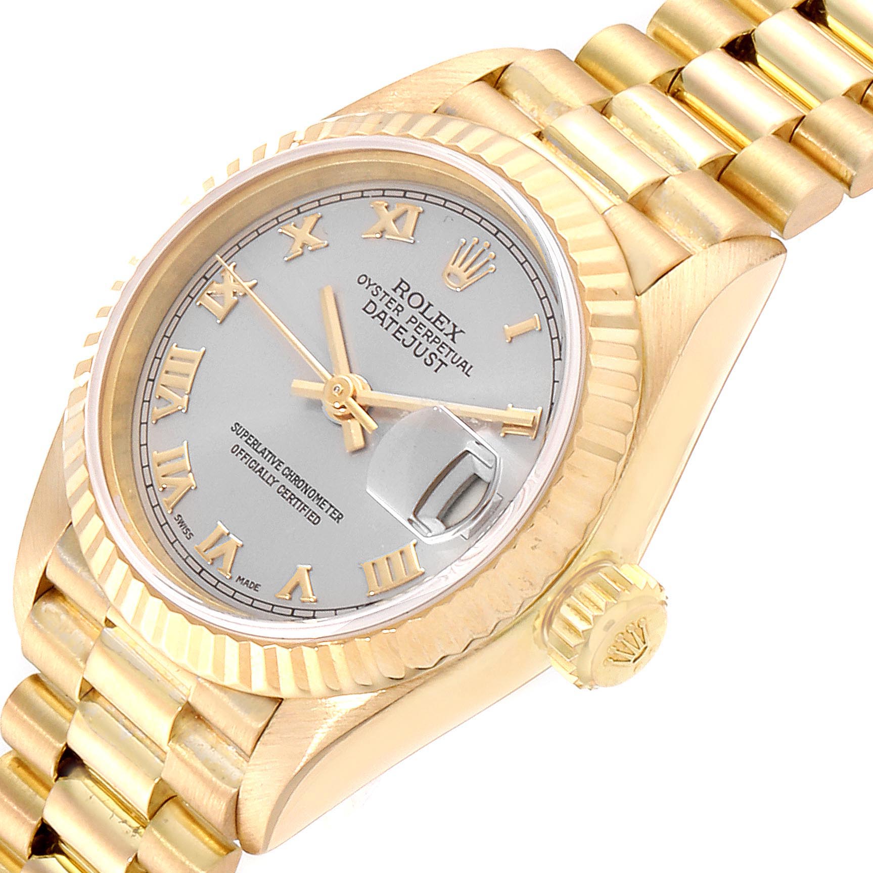 Rolex President Datejust 18k Yellow Gold 26mm Ladies Watch 69178 Swisswatchexpo 4460