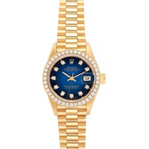 Photo of Rolex President Yellow Gold Vignette Diamond Ladies Watch 69138 Box Papers