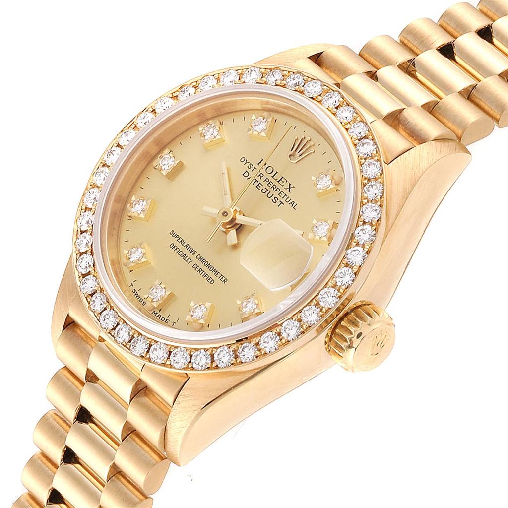 Rolex President Datejust 26mm Yellow Gold Diamond Ladies Watch 69138 ...