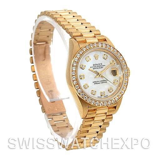 Rolex President Ladies 18k Yellow Gold Diamonds 69178 SwissWatchExpo