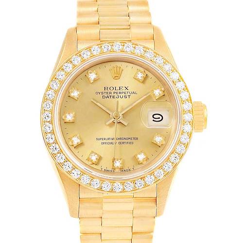Photo of Rolex President Datejust Gold Diamond Ladies Watch 69178 Box Papers
