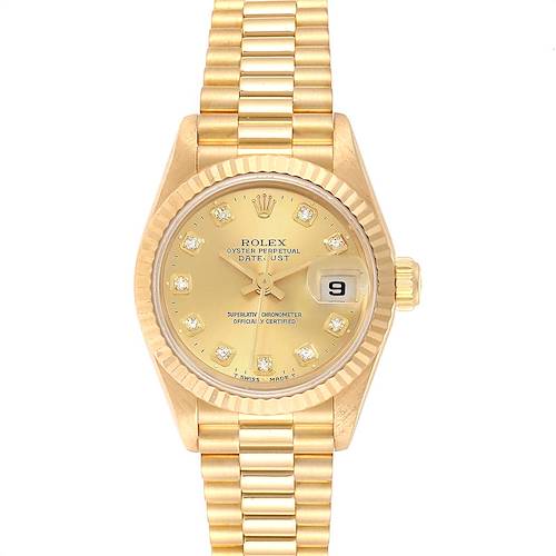 Photo of Rolex President Datejust Yellow Gold Diamond Ladies Watch 69178