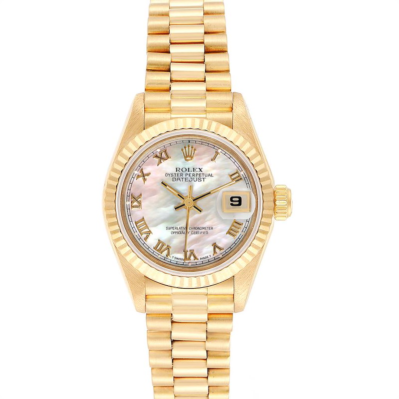 Rolex President Datejust Yellow Gold Mother of Pearl Ladies Watch 69178 SwissWatchExpo