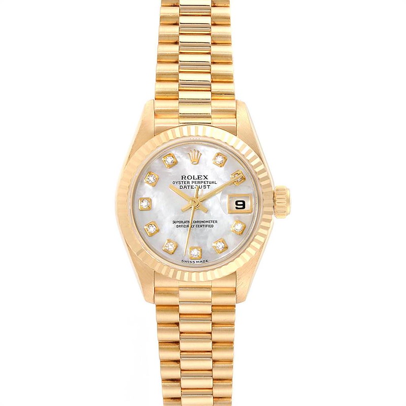 Rolex President Datejust Yellow Gold MOP Diamond Ladies Watch 69178 SwissWatchExpo