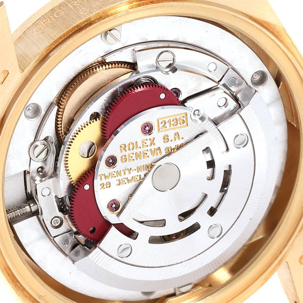 The image shows the internal mechanical movement of a Rolex President 68278 Women's Yellow Gold White Dial 68278 Women's Yellow Gold White Dial model watch.