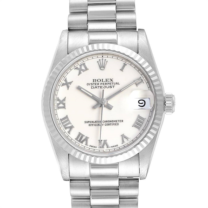 Rolex President Datejust Midsize White Gold Ladies Watch 68279 SwissWatchExpo