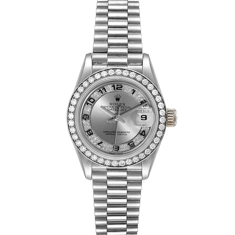 Rolex President White Gold Myriad Diamond Dial Ladies Watch 69179 SwissWatchExpo