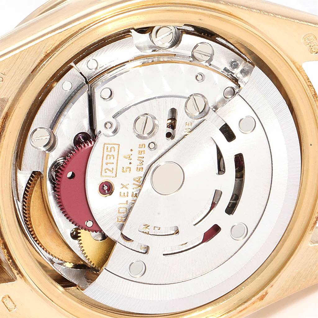 This image shows the internal movement mechanism of the Rolex President 69138 Women's Yellow Gold Blue Dial 69138 Women's Yellow Gold Blue Dial model watch.