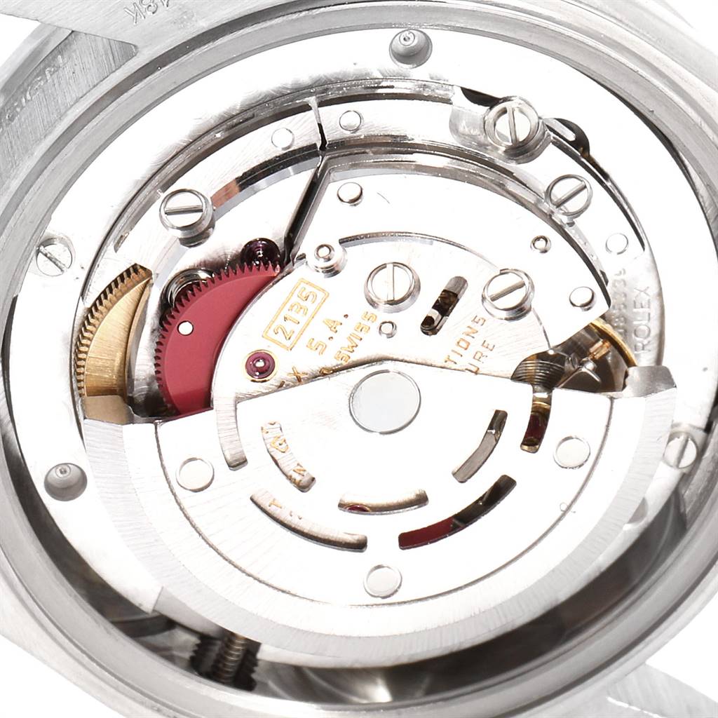 This image shows the close-up internal mechanism of the Rolex President 68289 Women's White Gold Black Dial 68289 Women's White Gold Black Dial model watch, showcasing its intricate movement components.