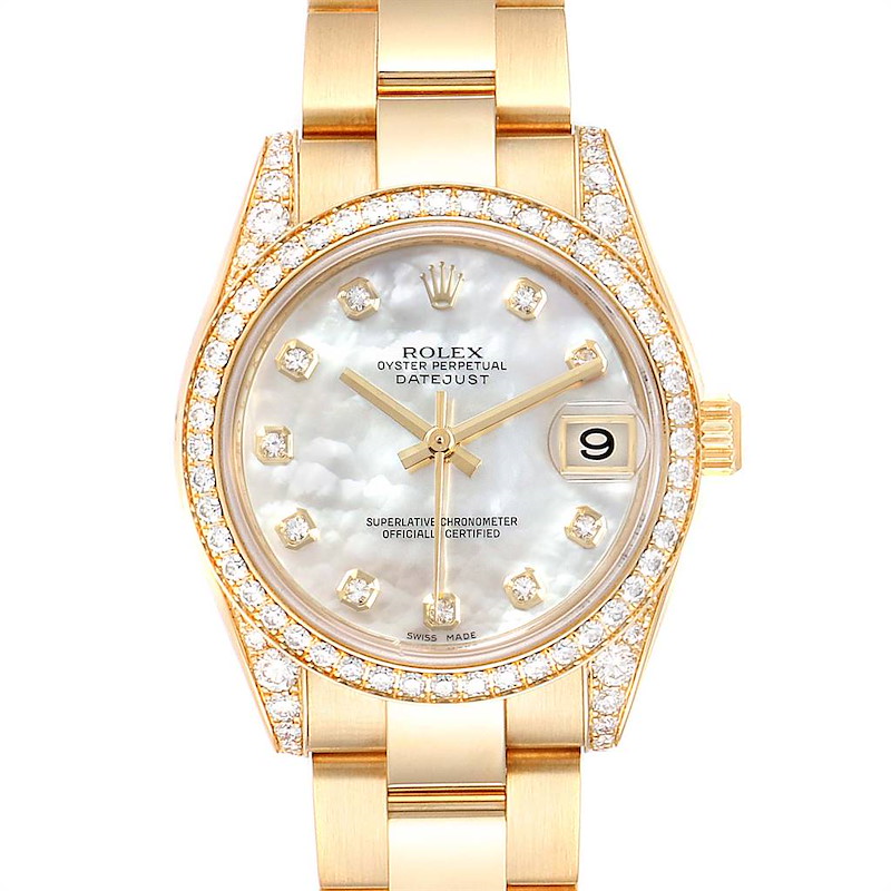Rolex President Midsize Yellow Gold Diamond Ladies Watch 178158 Box Card SwissWatchExpo