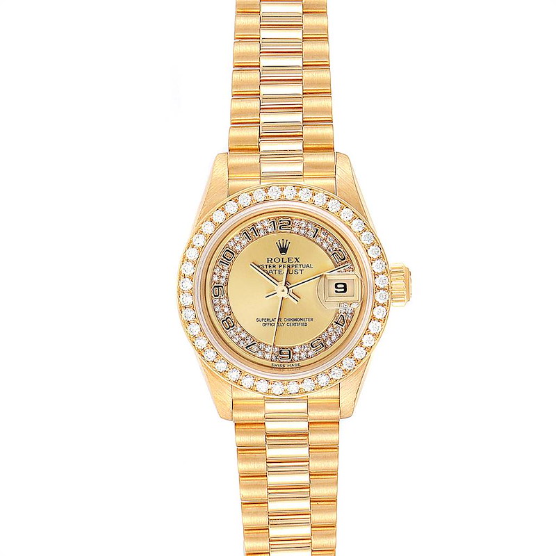 Rolex President Yellow Gold Myriad Diamond Dial Ladies Watch 69178 SwissWatchExpo