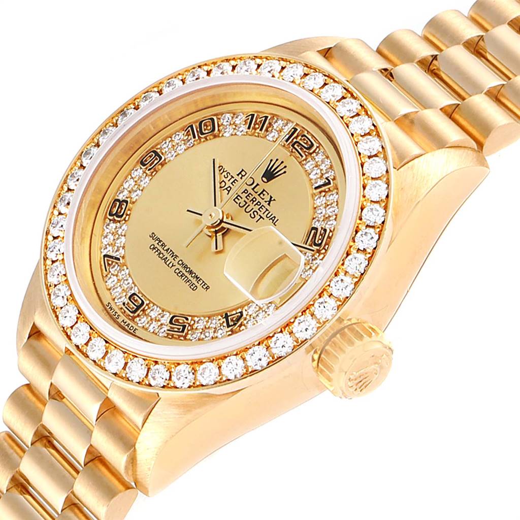 Rolex President Yellow Gold Myriad Diamond Dial Ladies Watch 69178 ...