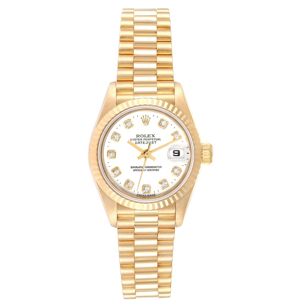Rolex President Datejust 26 Yellow Gold Diamond Ladies Watch 69138 ...