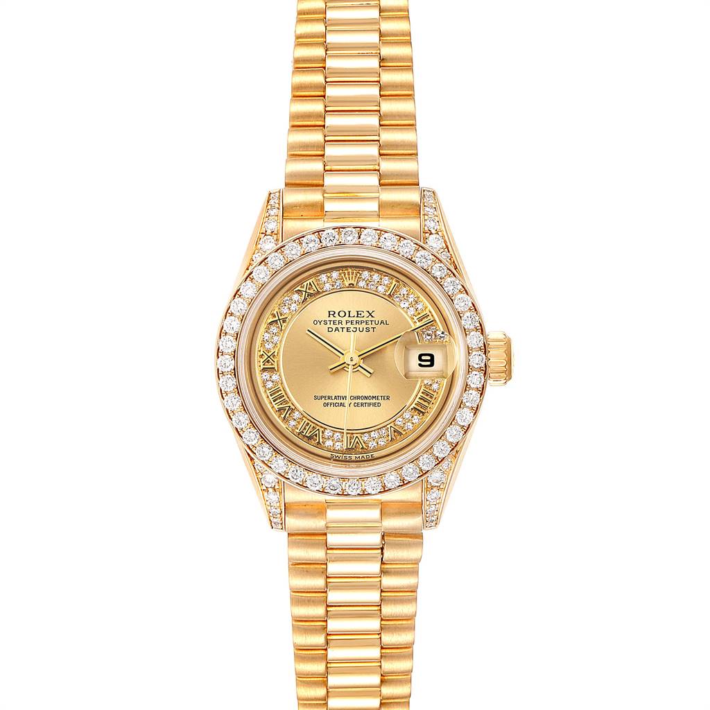 Rolex President Yellow Gold Myriad Diamond Dial Ladies Watch 79158 ...