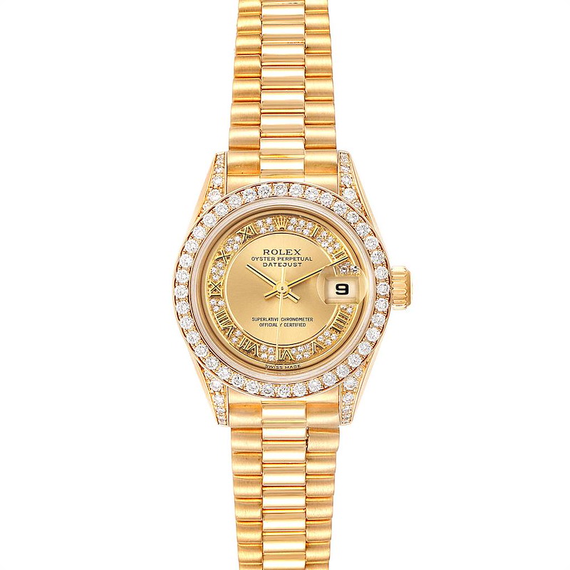 Rolex President Yellow Gold Myriad Diamond Dial Ladies Watch 79158 SwissWatchExpo