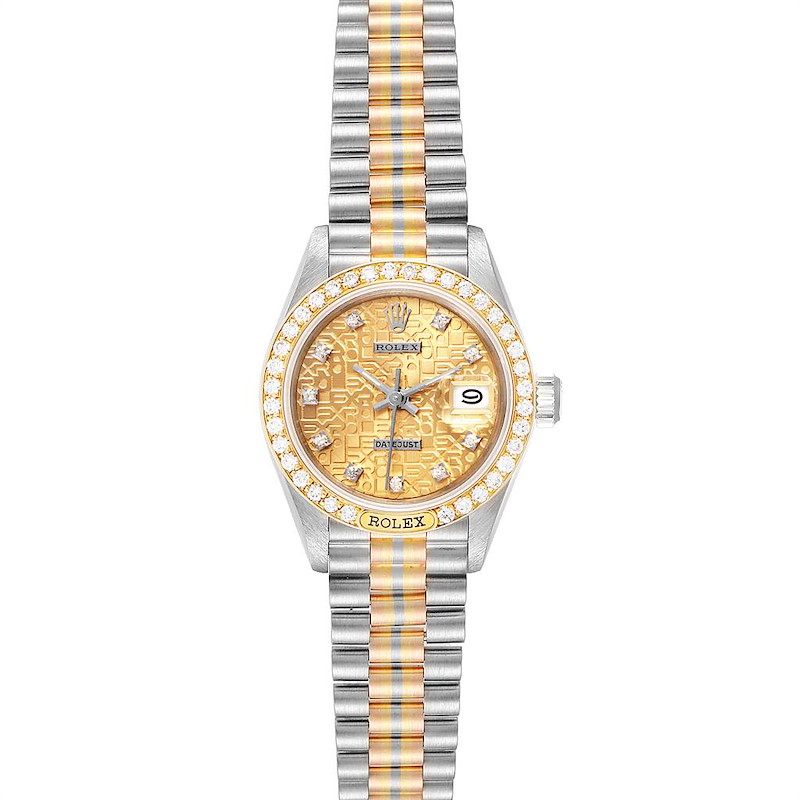 Rolex President Tridor White Yellow Rose Gold Diamond Ladies Watch 69149 SwissWatchExpo
