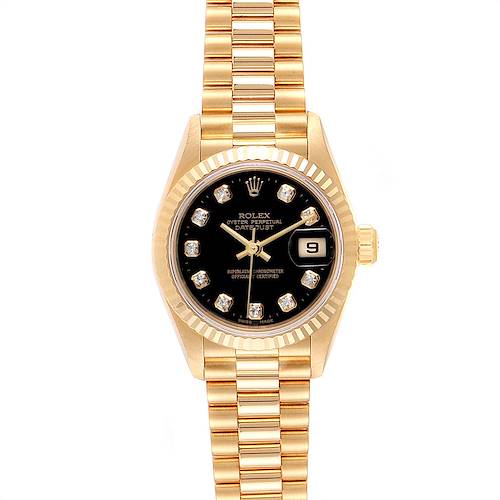 Photo of Rolex President Datejust Yellow Gold Black Diamond Dial Ladies Watch 79178