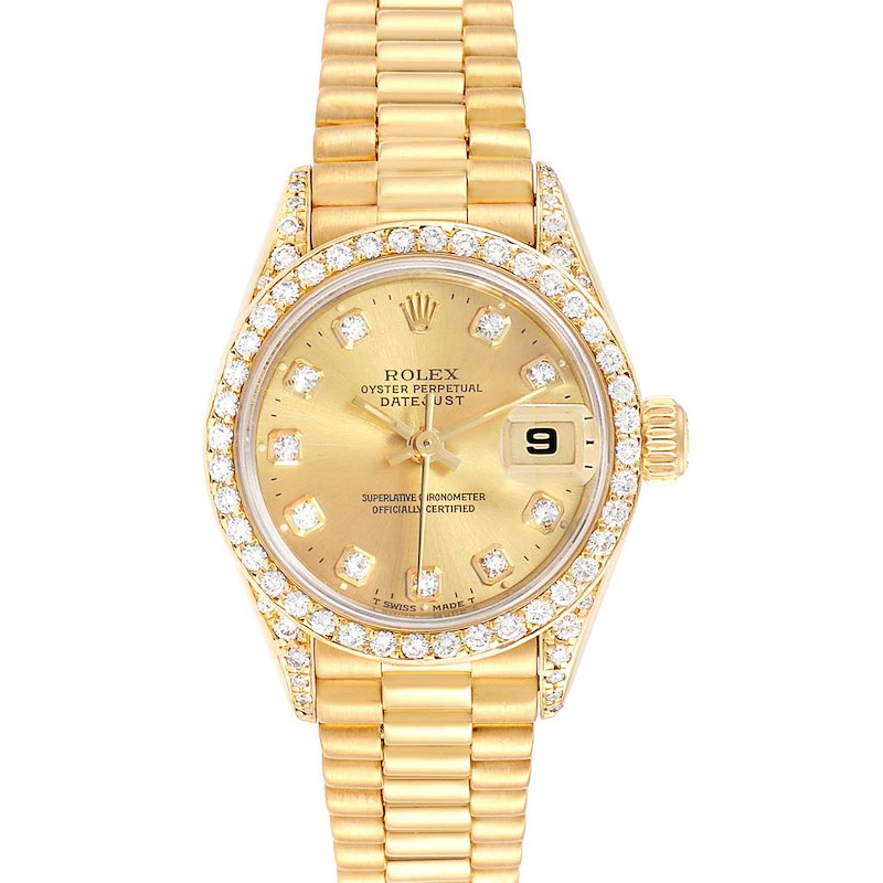 Rolex President 18K Yellow Gold Diamond Ladies Watch 69158 Box Papers SwissWatchExpo
