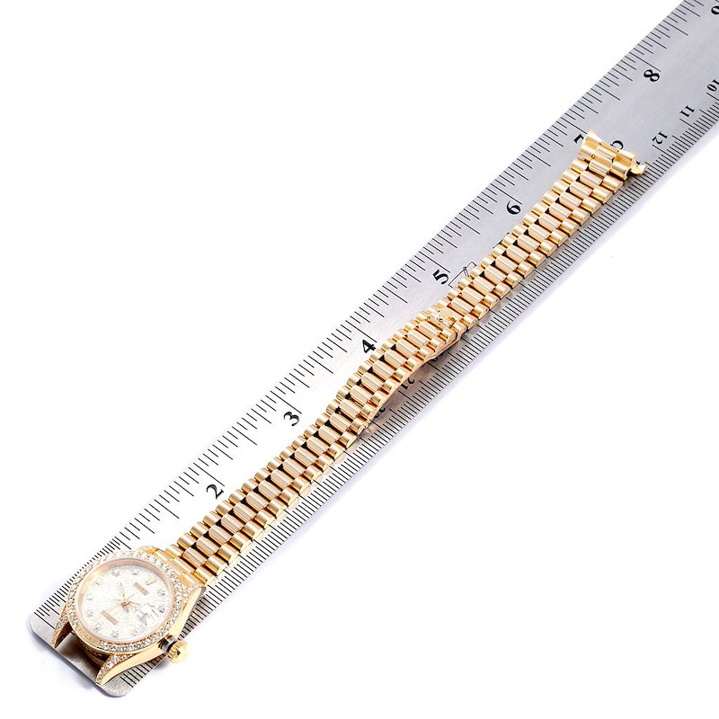 Rolex President Yellow Gold Anniversary Dial Diamond Ladies Watch 69158 ...