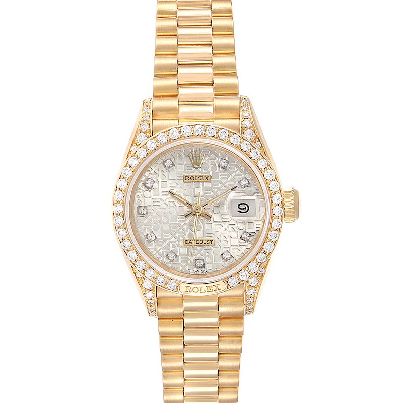 Rolex President Yellow Gold Anniversary Dial Diamond Ladies Watch 69158 SwissWatchExpo