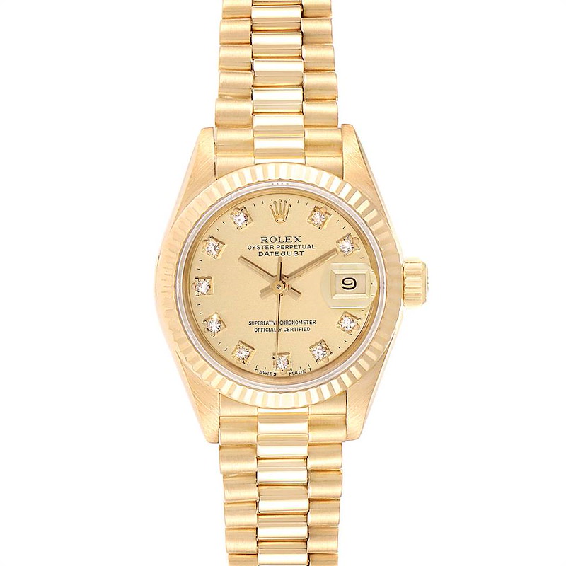 Rolex President Datejust Yellow Gold Diamond Ladies Watch 69178 SwissWatchExpo
