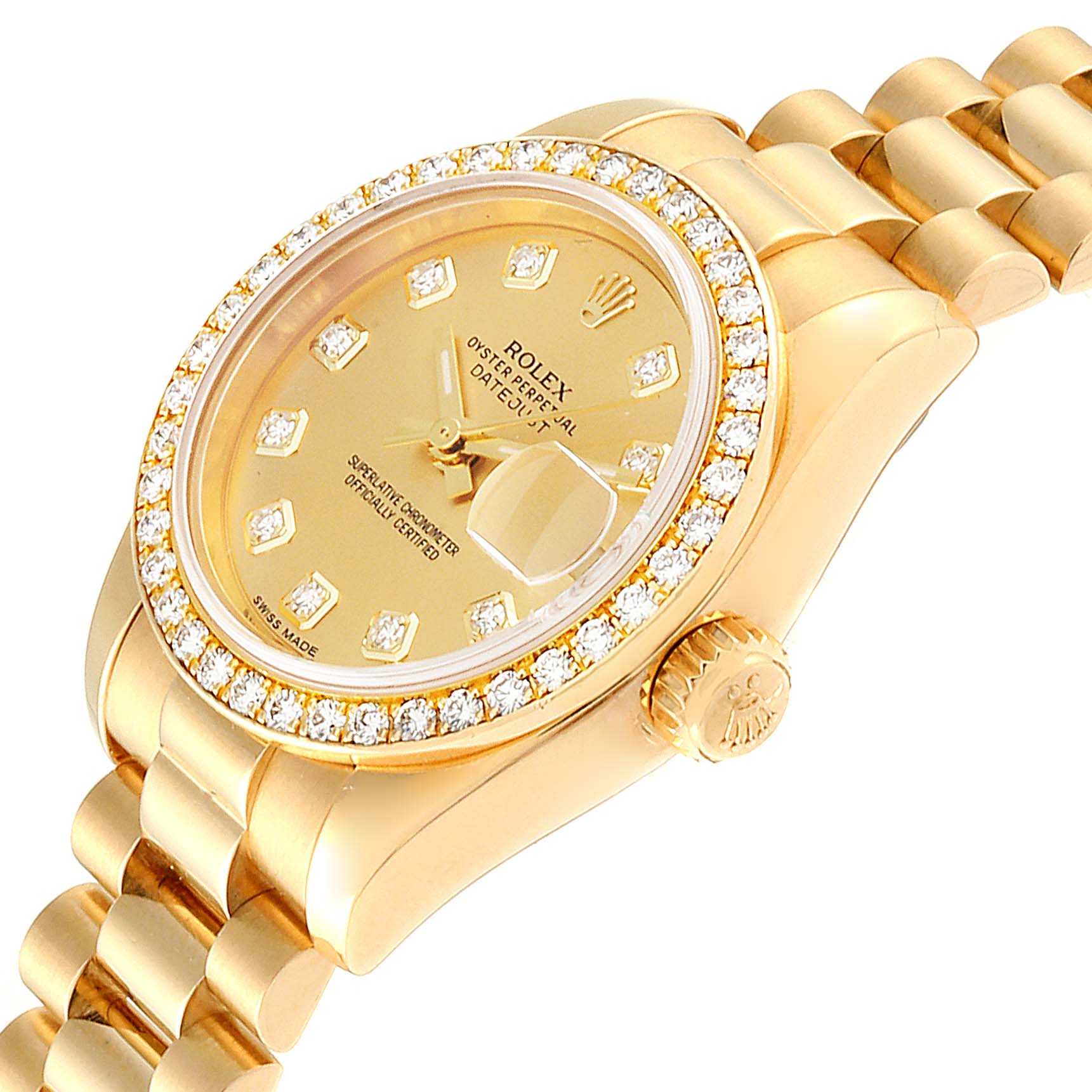 Rolex President Datejust Yellow Gold Diamond Ladies Watch 179178 Box ...