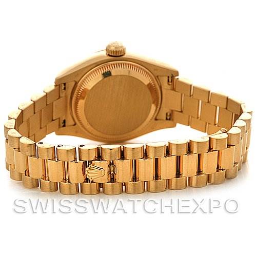 The image shows the back case and bracelet of a Rolex President 179178 Women's Yellow Gold White Dial 179178 Women's Yellow Gold White Dial model watch.