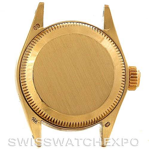 The image shows the back and sides of the case and crown of a Rolex President 6719 Women's Yellow Gold Champagne Dial 6719 Women's Yellow Gold Champagne Dial model watch.