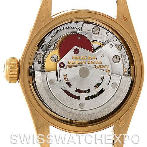 This image shows the internal mechanical movement of a Rolex President 6917 Women's Yellow Gold Black Dial 6917 Women's Yellow Gold Black Dial model watch, viewed from the back.