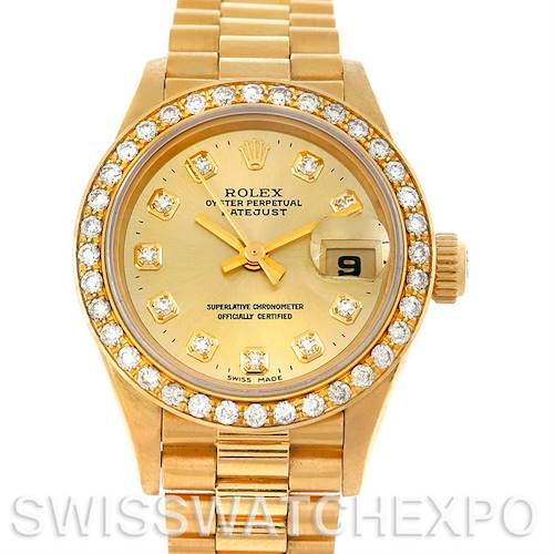 Photo of Rolex President Ladies 18k Yellow Gold Diamonds 69178