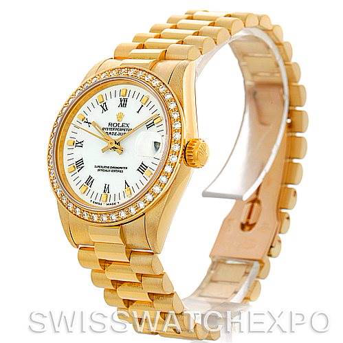 Rolex Datejust President Midsize18k Yellow Gold Watch 68273 SwissWatchExpo