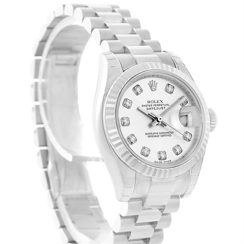 Rolex President Datejust 18k White Gold Diamond Watch 179179 Unworn SwissWatchExpo
