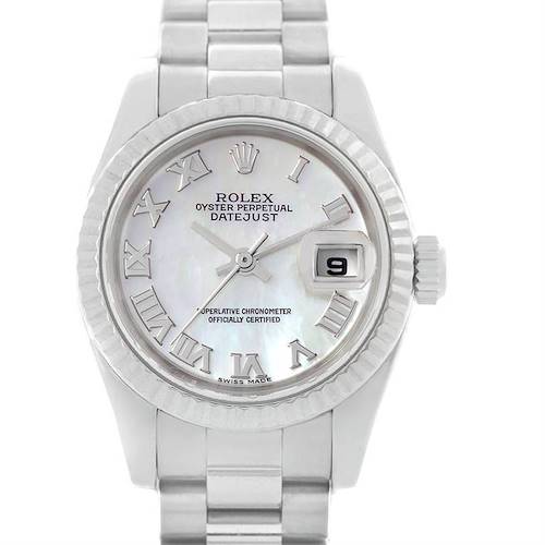 Photo of Rolex President Datejust Ladies 18k White Gold Watch 179179 Box Papers